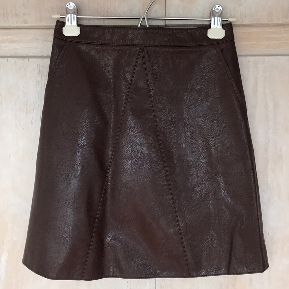Faux Leather A-line Skirt